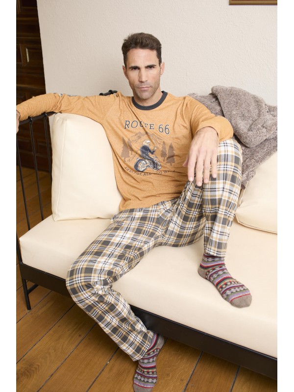 Pijama largo de hombre de...
