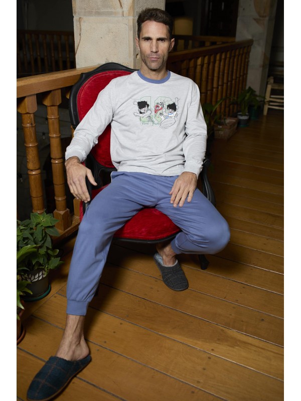 Pijama largo de hombre de...