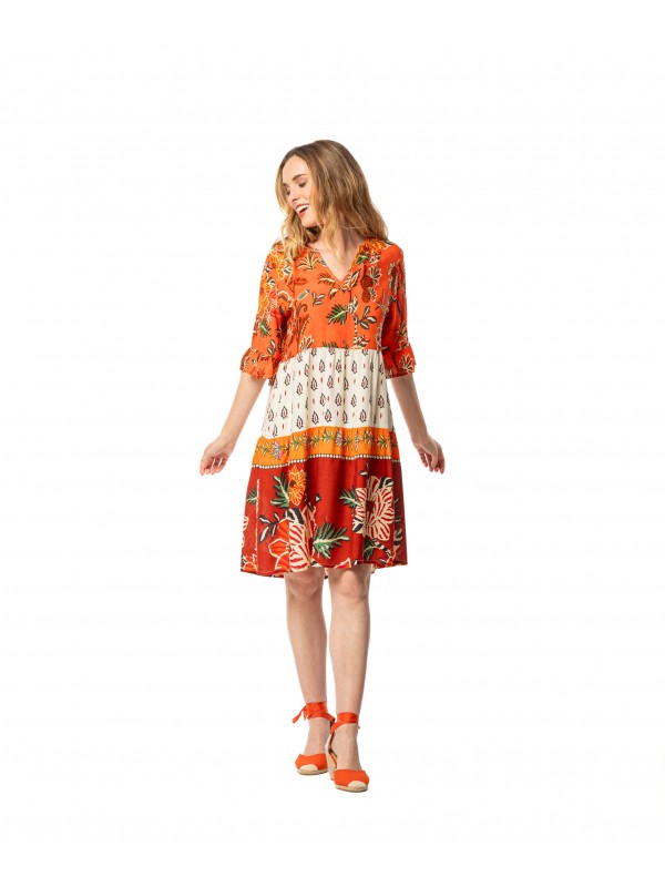 Vestido manga corta estampado
